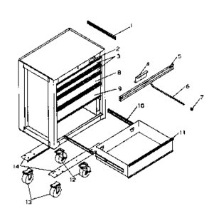 Cabinet Parts Diagram and Parts List for 706619271  Craftsman Tool Stand & Cart