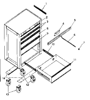 Cabinet Parts Diagram and Parts List for 706599222  Craftsman Tool Stand & Cart