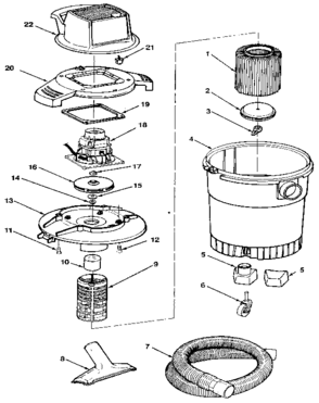 Unit Diagram and Parts List for 113177481  Craftsman Utility Vacuum