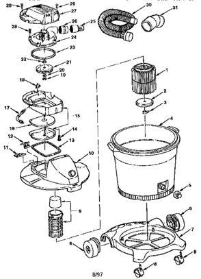 Unit Diagram and Parts List for 113177670  Craftsman Utility Vacuum