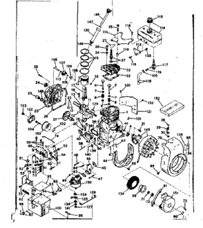 Basic Engine Diagram and Parts List for 143584012  Craftsman Engine
