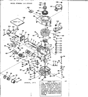 Replacement Parts Diagram and Parts List for 143255082  Craftsman Engine