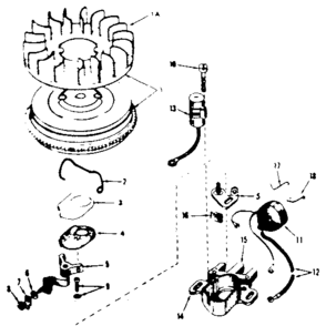 Magneto No. 610848 Diagram and Parts List for 143276062  Craftsman Engine