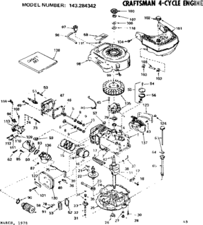 Replacement Parts Diagram and Parts List for 143284342  Craftsman Engine