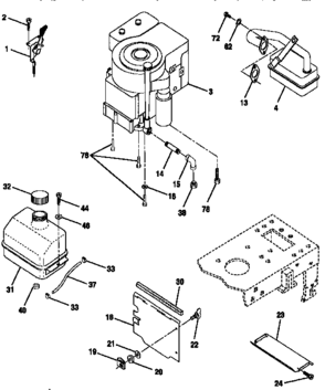 Engine Diagram and Parts List for 917257632  Craftsman Lawn Tractor