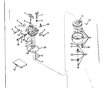 Carburetor No. 631114 Diagram and Parts List for 143177032  Craftsman Engine