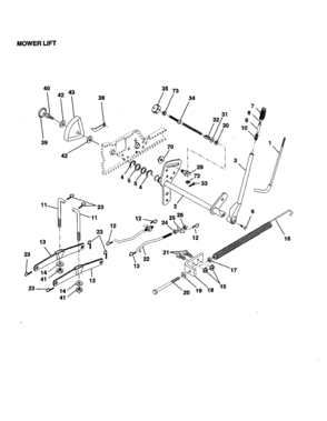 Mower Lift Diagram and Parts List for 917259090  Craftsman Lawn Tractor