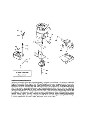 Engine Diagram and Parts List for 917990391  Craftsman Lawn Tractor
