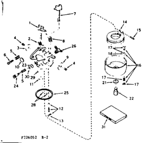 Carburetor Diagram and Parts List for 143226052  Craftsman Engine