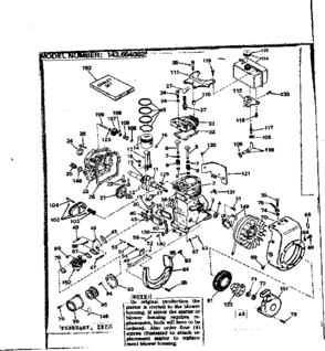 Replacement Parts Diagram and Parts List for 143654082  Craftsman Engine
