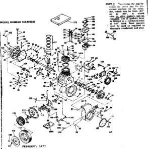 Replacement Parts Diagram and Parts List for 143670032  Craftsman Engine