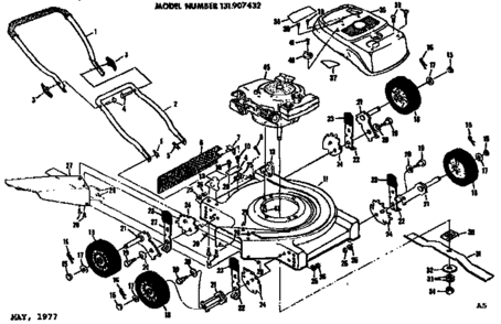 Replacement Parts Diagram and Parts List for 131907432  Craftsman Lawn Mower