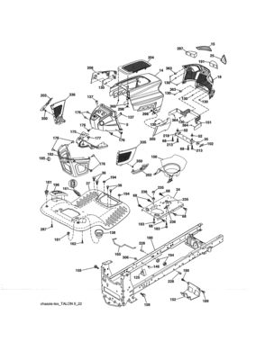 Chassis Assembly Diagram and Parts List for 917273900  Craftsman Lawn Tractor