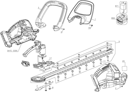 Diagram Diagram and Parts List for 98022SE Type 1 Craftsman Hedge Trimmer