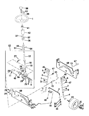Steering Assembly Diagram and Parts List for 917258540  Craftsman Lawn Tractor