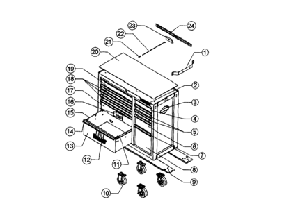 Part Location Diagram of 18194A1-DB5 Craftsman Tool chest drawer, 3-in
