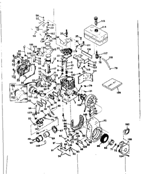 Basic Engine Diagram and Parts List for 143567032  Craftsman Engine