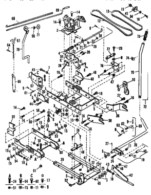Main Frame Diagram and Parts List for 842240642  Craftsman Snow Blower
