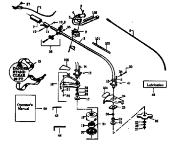Drive Shaft And Cutting Head Diagram and Parts List for 358797210  Craftsman Trimmer