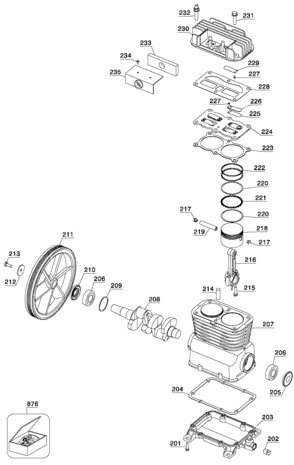 PUMP Diagram and Parts List for 919-18419 Type 2 Craftsman Compressor