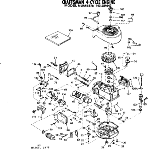 Replacement Parts Diagram and Parts List for 143284642  Craftsman Engine