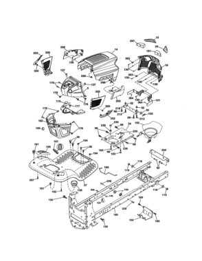 Chassis Assembly Diagram and Parts List for 917203841  Craftsman Lawn Tractor