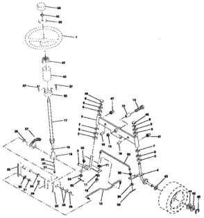 Steering Assembly Diagram and Parts List for 917257591  Craftsman Lawn Tractor
