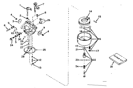 Carburetor Diagram and Parts List for 143607052  Craftsman Engine