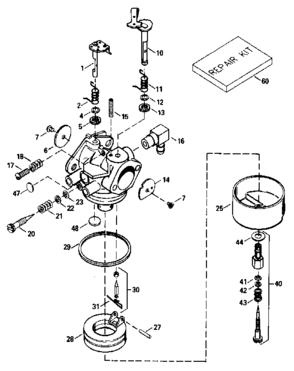Replacement Parts Diagram and Parts List for 143836082  Craftsman Engine