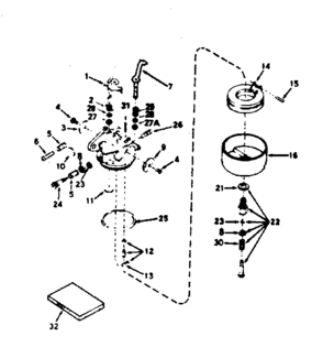 Carburetor No. 632272 Diagram and Parts List for 143786162  Craftsman Engine