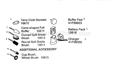Part Location Diagram of 10614 Craftsman Cone-shaped Felt Buffer