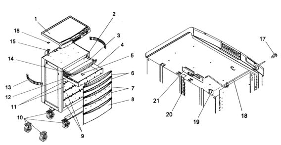 Chest Diagram and Parts List for 706954710  Craftsman Tool Stand & Cart