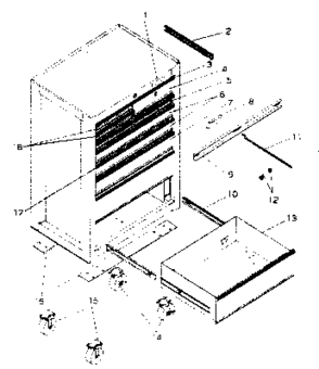 Cabinet Parts Diagram and Parts List for 706619392  Craftsman Tool Stand & Cart