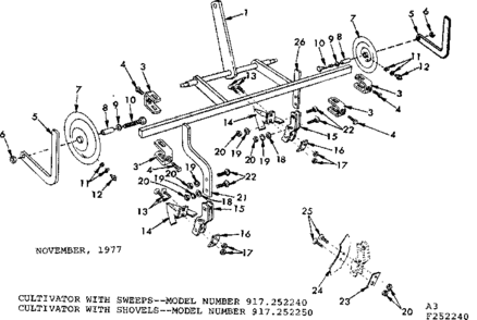 Replacement Parts Diagram and Parts List for 917252250  Craftsman Tiller