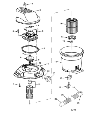 16 Gallon Wet/dry Vac Diagram and Parts List for 113177920  Craftsman Utility Vacuum