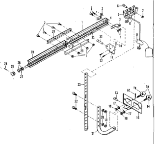 Rail Assembly Diagram and Parts List for 139663853  Craftsman Garage Door Opener