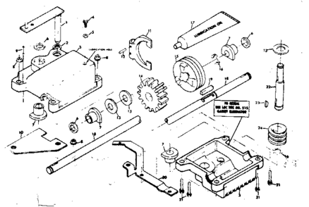 Gear Case Assembly Diagram and Parts List for 131978212  Craftsman Lawn Mower