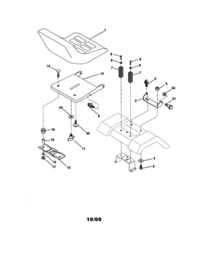Seat Assembly Diagram and Parts List for 917270730  Craftsman Lawn Tractor