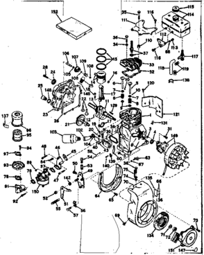 Basic Engine Diagram and Parts List for 143534072  Craftsman Engine