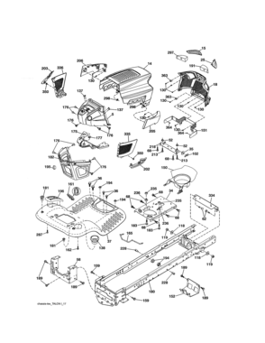 Chassis Diagram and Parts List for 917250842  Craftsman Lawn Tractor