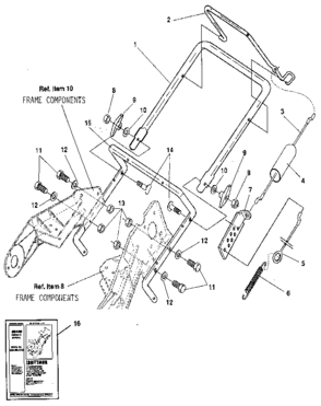 Handle Assembly Diagram and Parts List for 536884350  Craftsman Snow Blower
