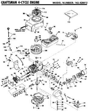 Craftsman 4-cycle Engine Diagram and Parts List for 143426012  Craftsman Engine