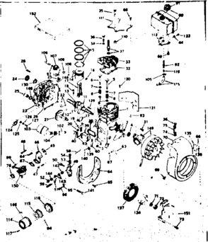 Basic Engine Diagram and Parts List for 143591042  Craftsman Engine