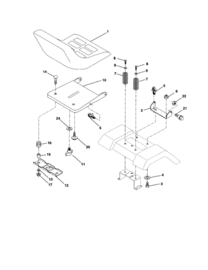 Seat Assembly Diagram and Parts List for 917277011  Craftsman Lawn Tractor