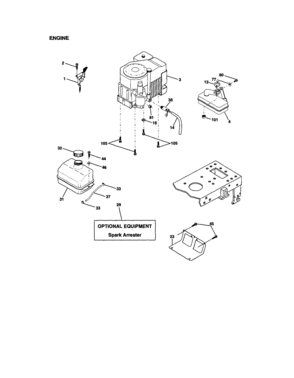 Engine Diagram and Parts List for 917272063  Craftsman Lawn Tractor
