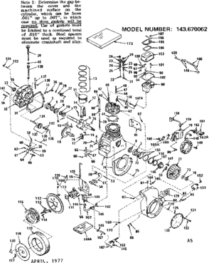 Engine Diagram and Parts List for 143670062  Craftsman Engine