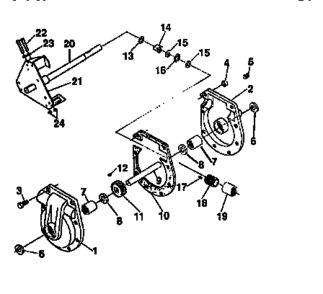 Gear Case Assembly Diagram and Parts List for 536886360  Craftsman Snow Blower