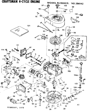 Replacement Parts Diagram and Parts List for 143294142  Craftsman Engine