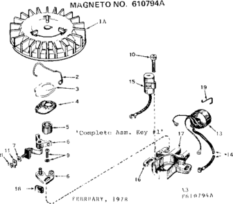 Magneto Diagram and Parts List for 143274772  Craftsman Engine