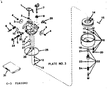 Carburetor Diagram and Parts List for 143161082  Craftsman Engine